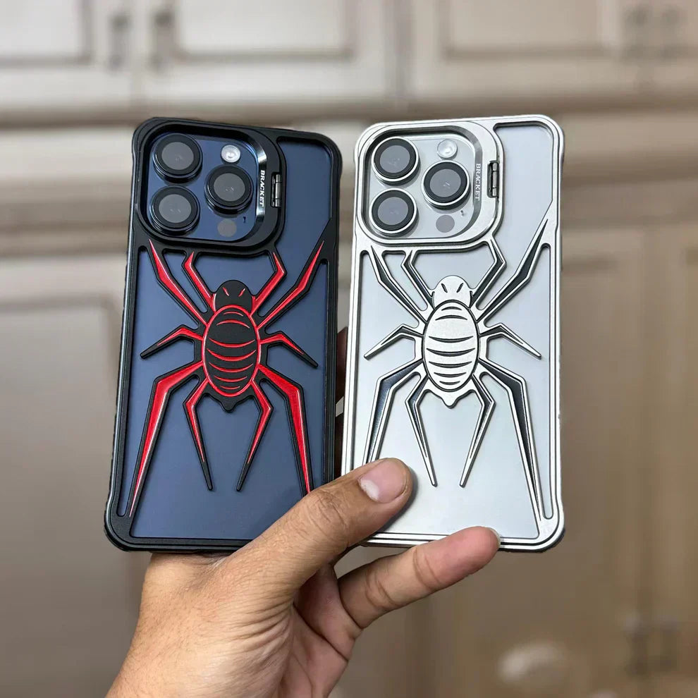 iPhone 14 Series Metal Spider Bumper Case with Stand