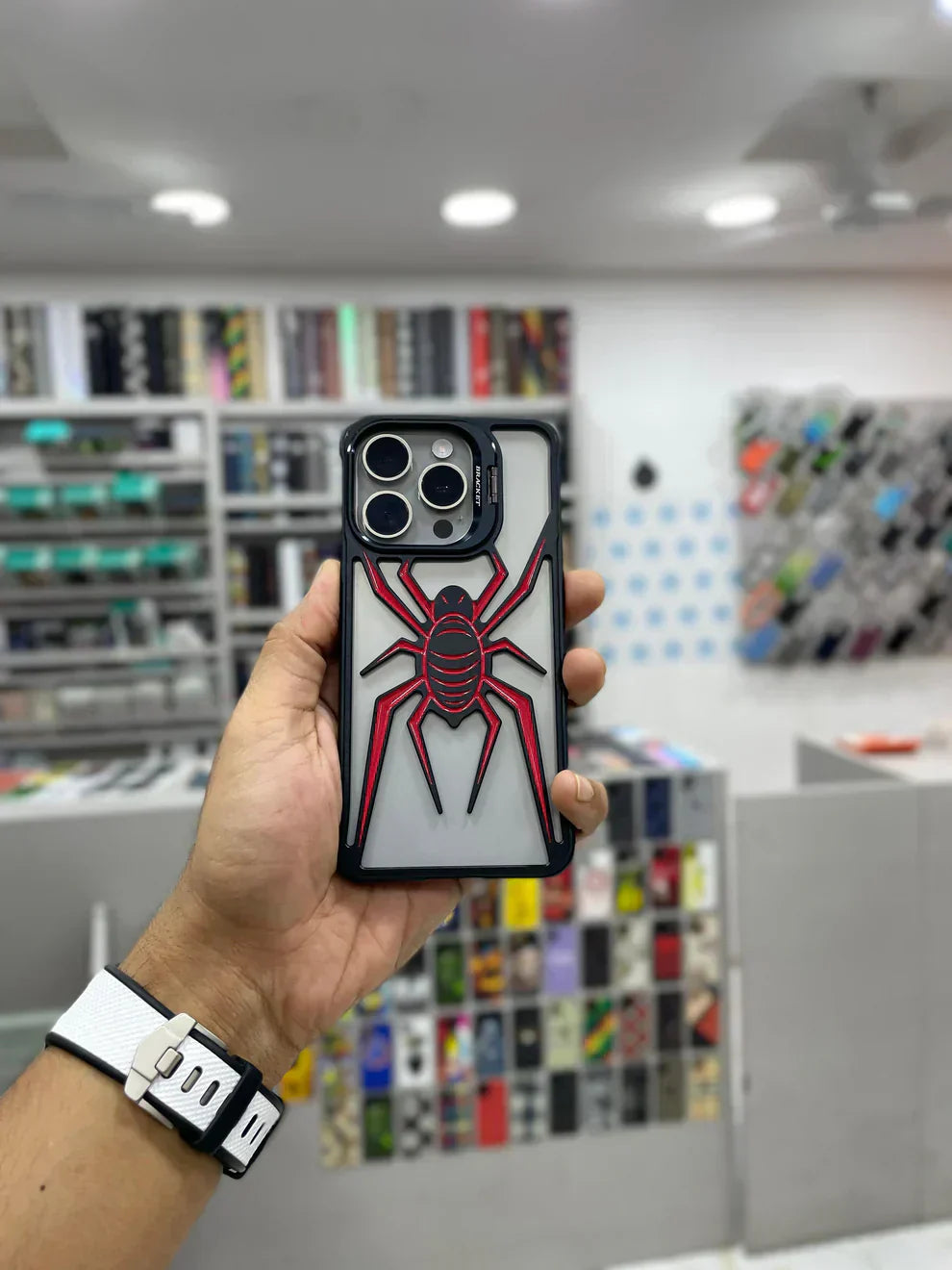 iPhone 14 Series Metal Spider Bumper Case with Stand