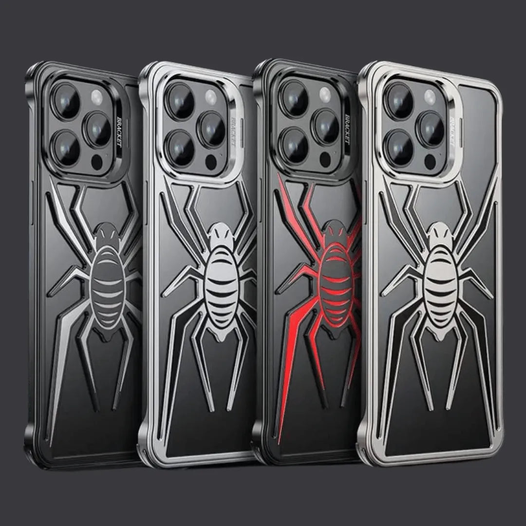 iPhone 14 Series Metal Spider Bumper Case with Stand
